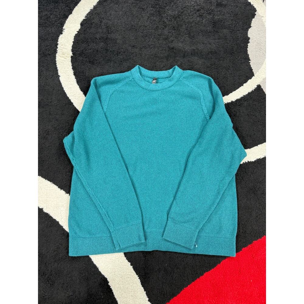 Lululemon Sweater Mens Extra Large Teal Textured Knit Crewneck Casual